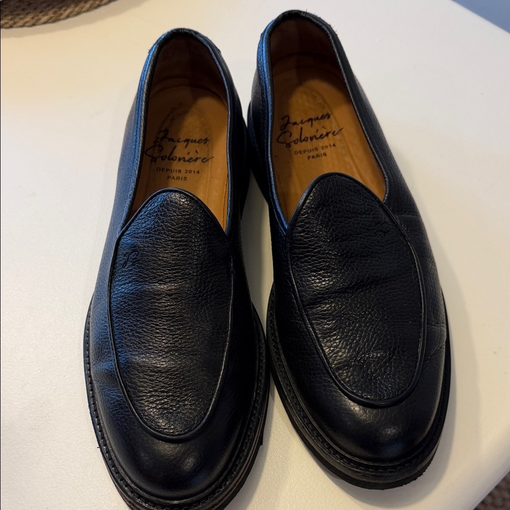 Aris Black Leather Men's Slip-On Loafers